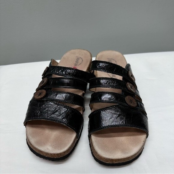 Haflinger black leather sandals women's 39 which is similar to an 8 - Picture 1 of 7